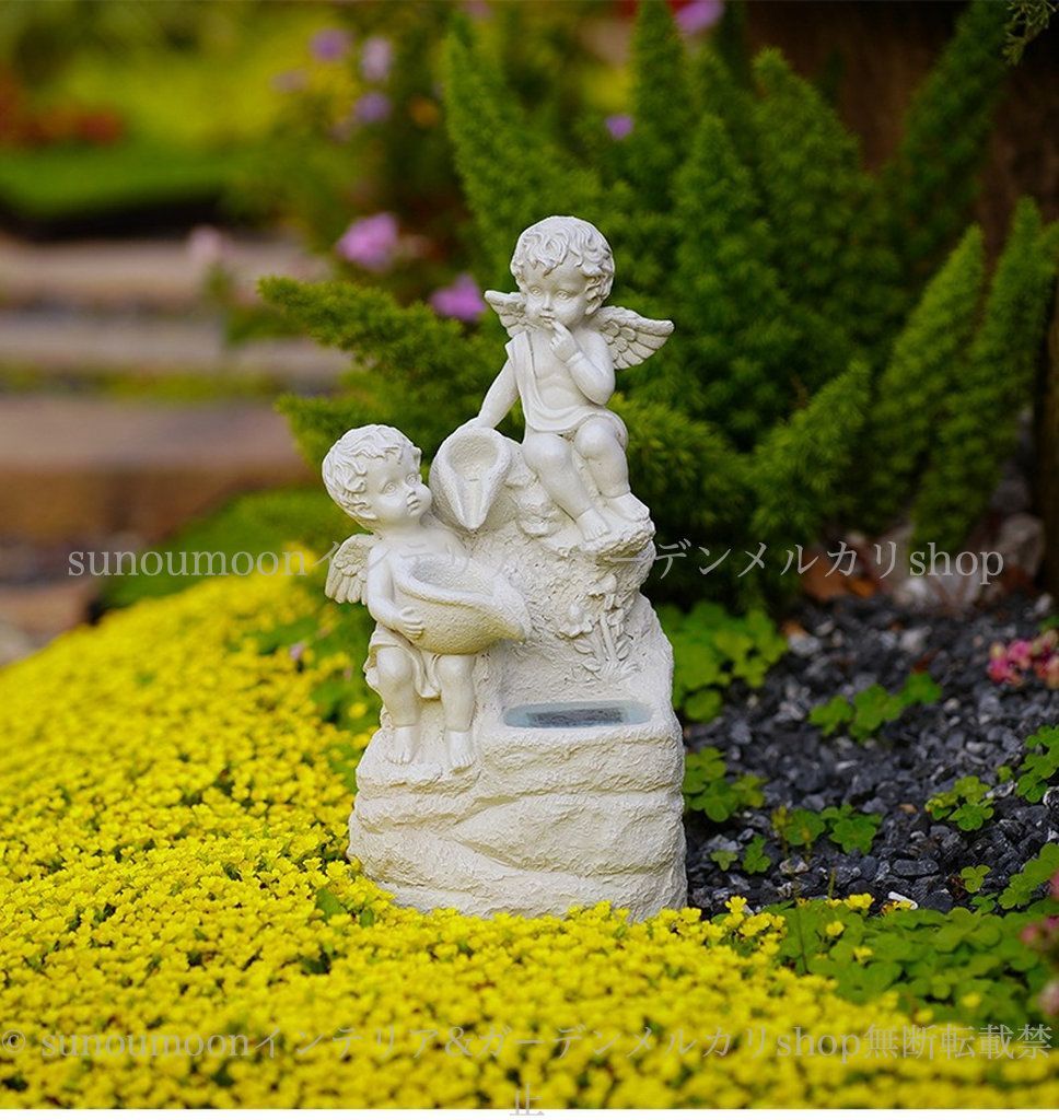 ガーデンインテリア ガーデン雑貨 太陽光 ソーラー おしゃれ お洒落 天使 雑貨 8-14 ガーデニング 噴水風 庭の装飾 置物 エンジェル ガーデン インテリア ガーデンライト エレガント 樹脂 庭 YUZUMIYA_COM