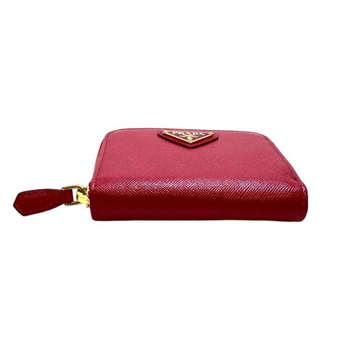 中古美品】PRADA プラダ サフィアーノ コンパクト ウォレット ピンク 