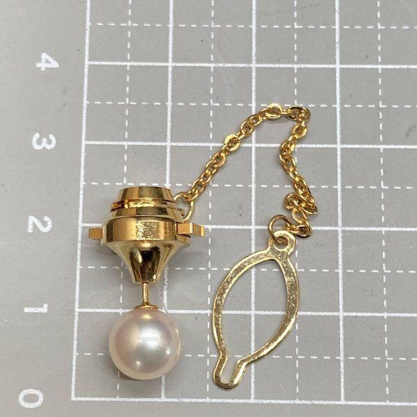 O287 未使用 保管品 K18 18金 ネクタイピン パール本真珠 8mm