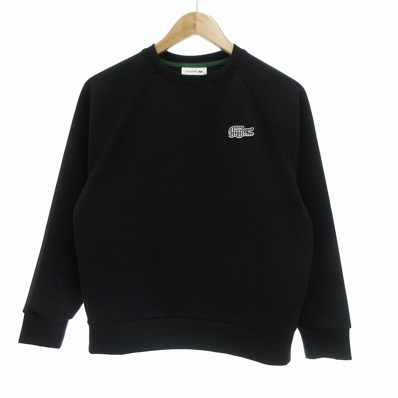 ラコステ LACOSTE ストライプクロックエンブレムスウェットシャツ トレーナー 34 黒 ブラック SF0538 |UO