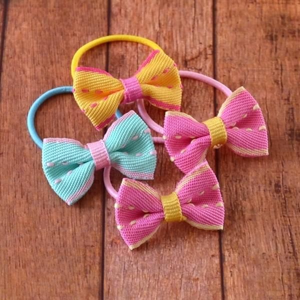 キッズ用 ダブルステッチのヘアゴム 6個 ヘアアクセサリー 子供 可愛い