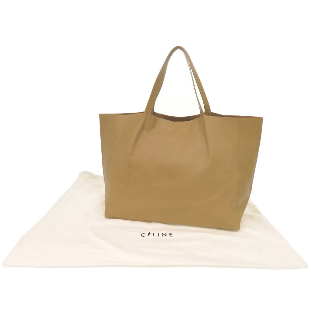 美品 セリーヌ ホリゾンタルカバ レザー ベージュ トートバッグ