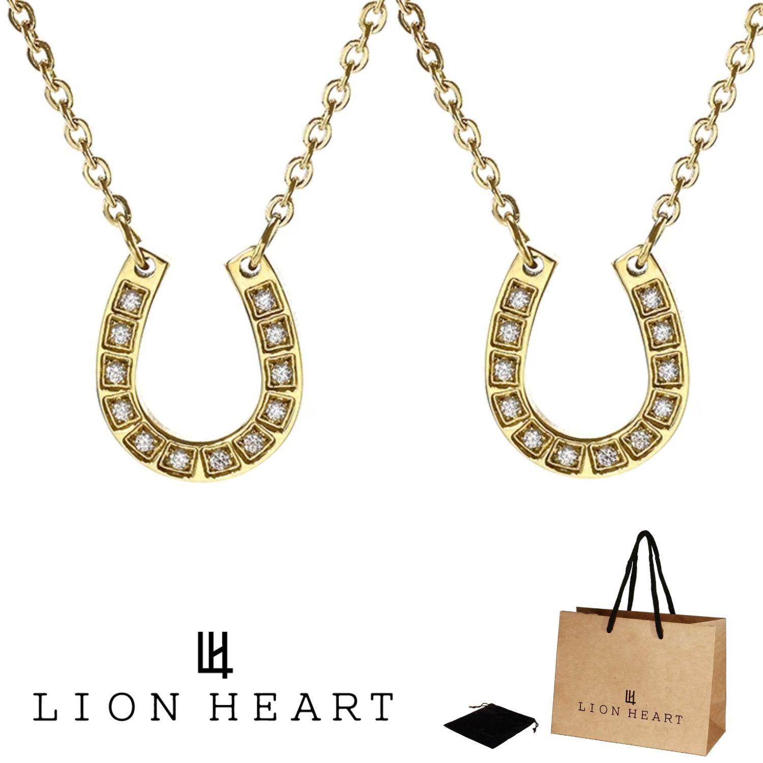 LION HEART ライオンハート ２点セット ペア ペンダント ネックレス 04N159 04N159SG 04N159SG 馬蹄 蹄鉄 サージカル ステンレス ゴールド ギフト プレゼント お揃い 誕生日 クリスマス お祝い