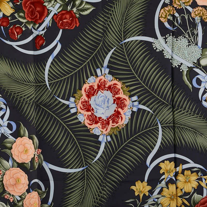 エルメス カレ90 Fleurs de L'Opera オペラの花 グレー ピンク
