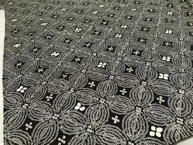 平和屋着物○上質な小紋 絞り 花菱文 黒地 正絹 逸品 AAAV7301zg