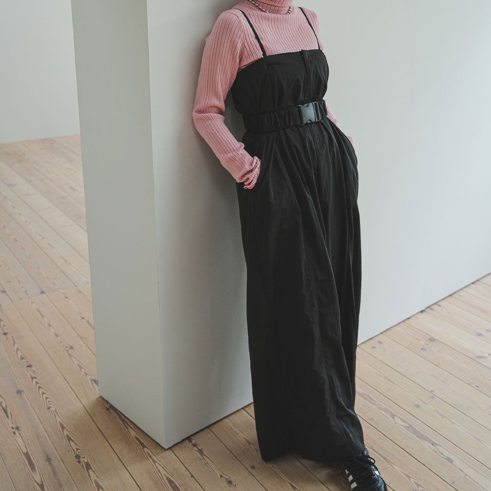 夢展望公式 ２ｗａｙワイドサロペット ブラック 他 別ページ有 bohmal パンツ オールインワン クロップド 534821-01