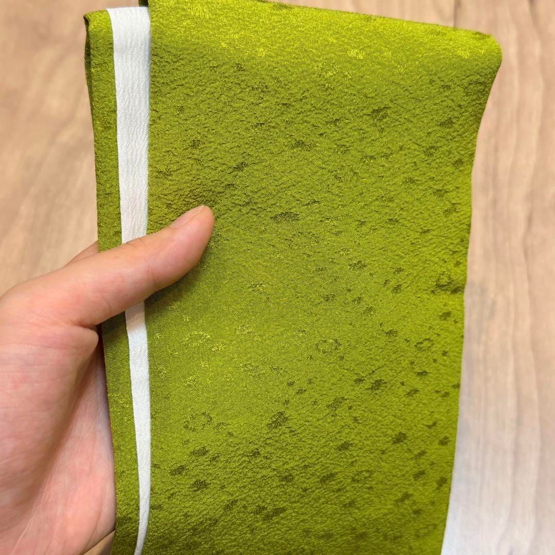 超美品 正絹 振袖用 帯揚げ 帯締め 重ね衿 3点セット 緑 黄緑