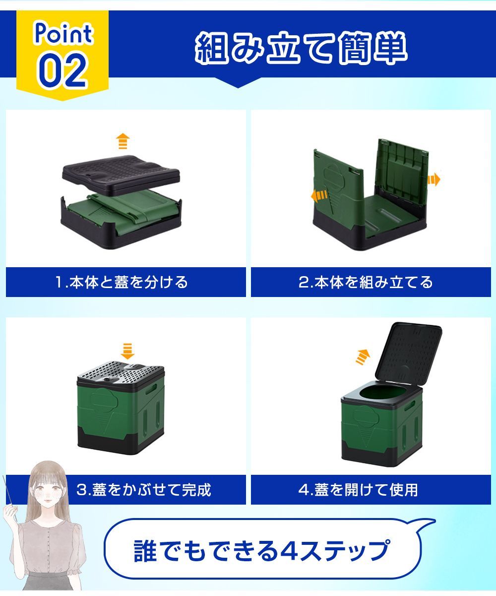 緊急● 防災トイレ 折りたたみ 簡易トイレ キャンプ 仮設トイレ 無地 非常用 車中泊 携帯トイレ アウトドア 災害 防災グッズ 便座　震災 スツール 収納箱