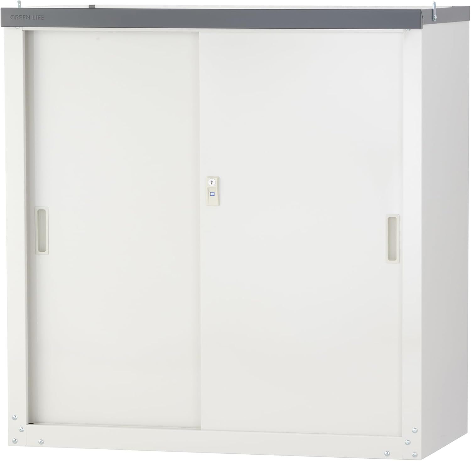 グリーンライフ 物置 収納庫 屋外 小型 棚板1枚 鍵付き 幅89×奥行47×高さ92cm ライトグレー サビに強い 調整 な可動棚 HS-92
