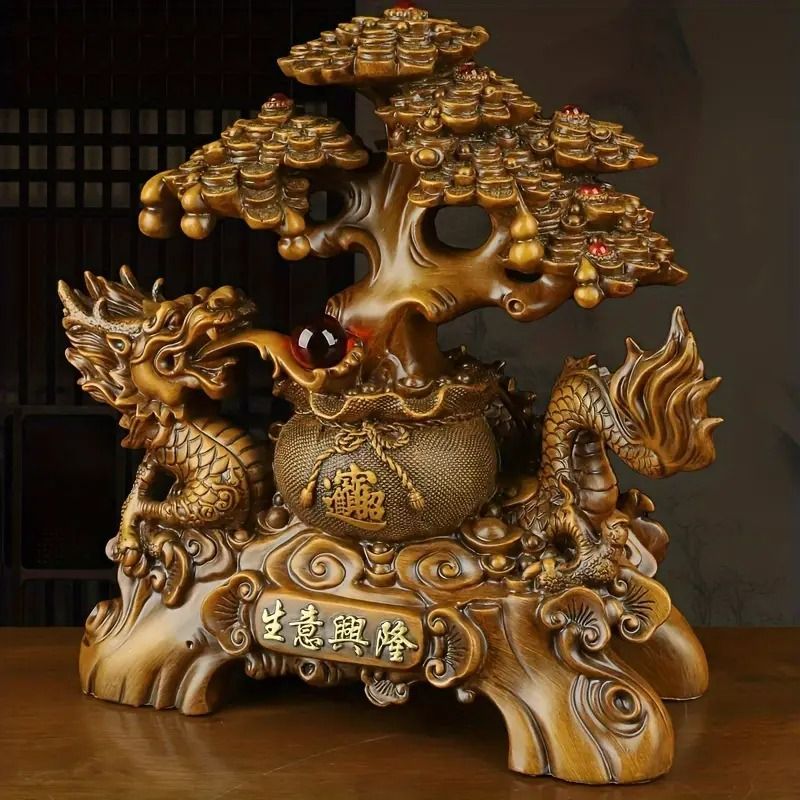 龍 ドラゴン 金のなる木 置物 オブジェ 繁栄 樹脂素材 高級感 37cm 龍 ドラゴン 金のなる木 置物 オブジェ 繁栄 樹脂素材 高級感 運