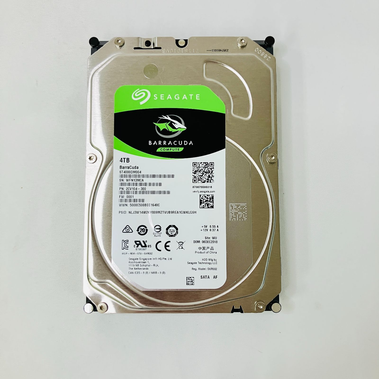 ジャンク】Seagate BarraCuda 3.5インチ 4TB 内蔵