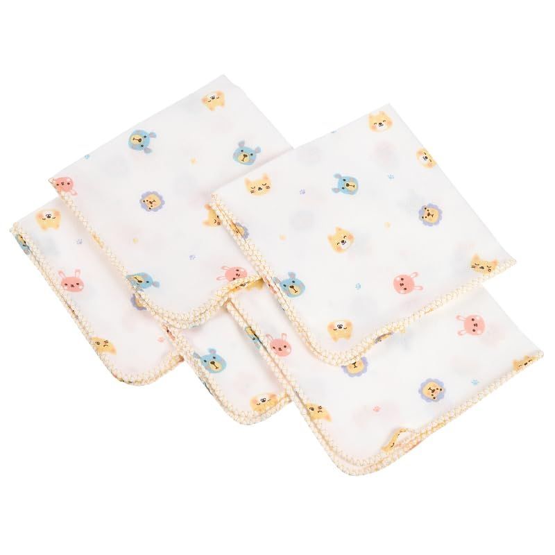 アニマルランド柄 32 cm ベビー ガーゼハンカチ 入浴 スキンケア タオル ウォッシュクロス お風呂 沐浴 お口拭き 綿 よだれ 敏感肌 イサム商会 デリケート 柔らかい ベビー用座布団 仕切り付きプレート