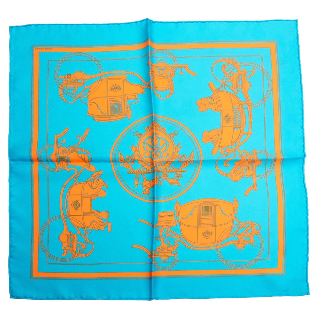 HERMES ヴィンテージ エルメス スカーフ カレ レディース 【・VINTAGE】 HERMES エルメス カレ45 スカーフ ブルー