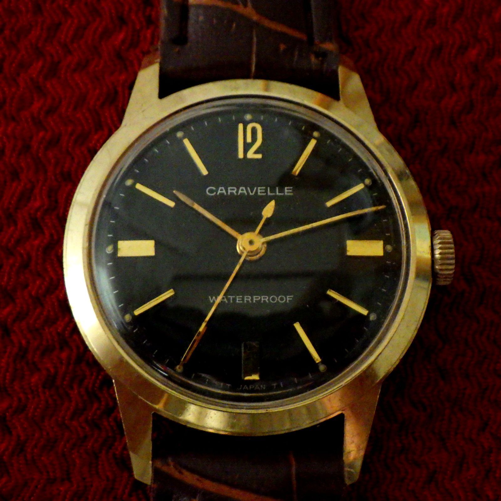 1960年代 ブローバ キャラベル 黒文字盤 手巻きアンティーク腕時計