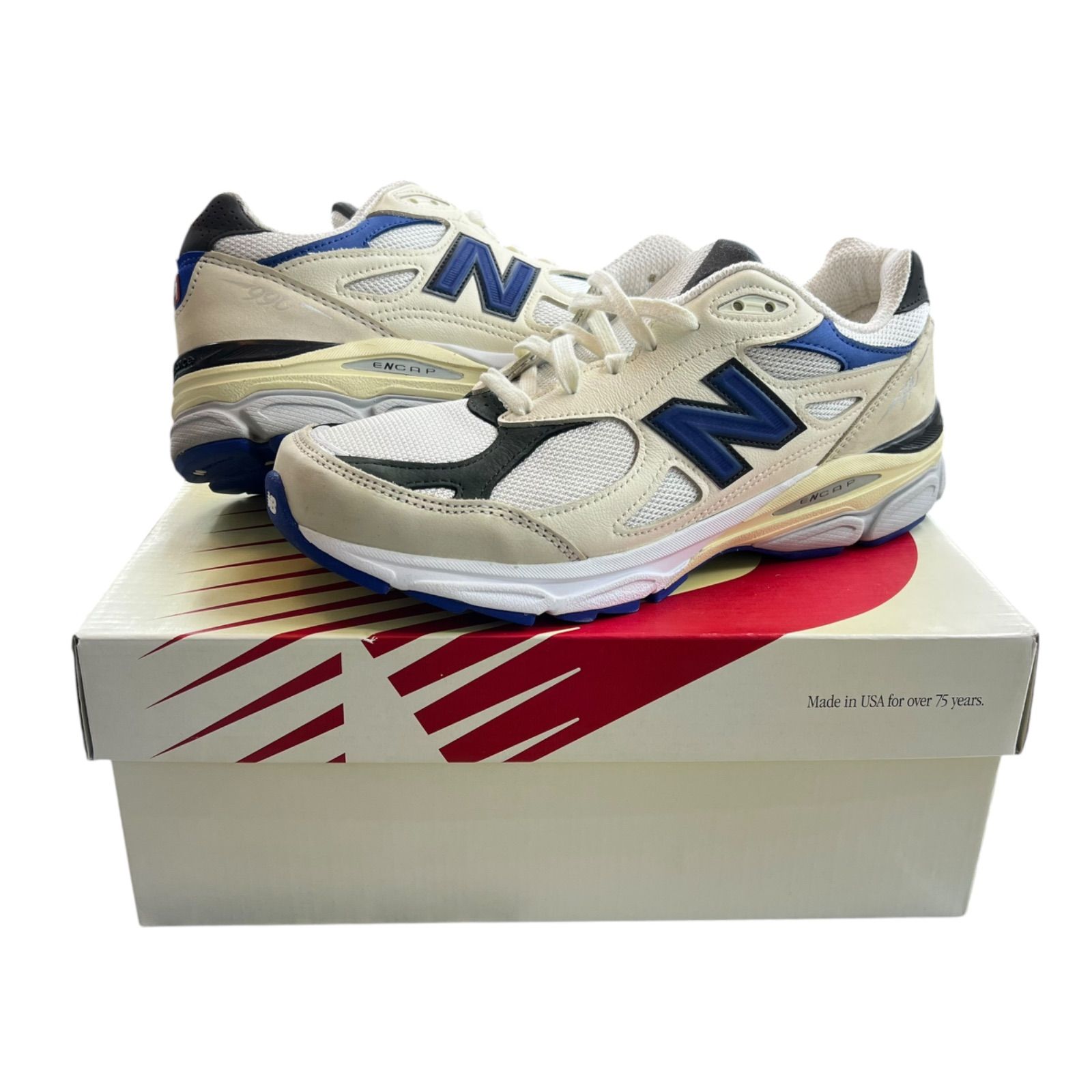 ニューバランス M990 WB3 サイズ27cm 990v3 アメリカ製 White/Navy New Balance 990 V3 - メルカリ