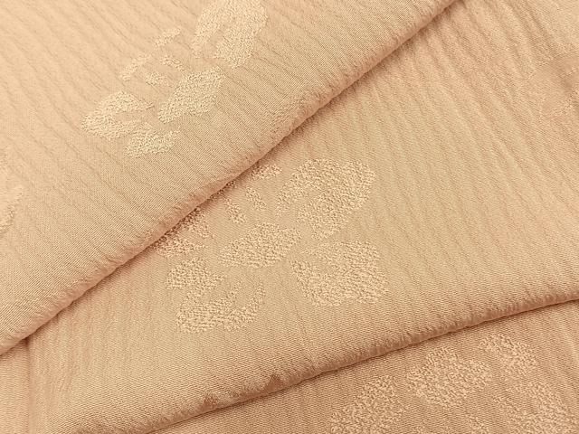 平和屋着物▽上質な色無地 単衣 花唐草地紋 赤香色