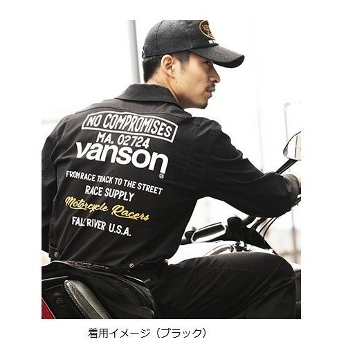 vanson コットンつなぎ XL 黒 VANSON バンソン デニム オールインワン ALL IN ONE