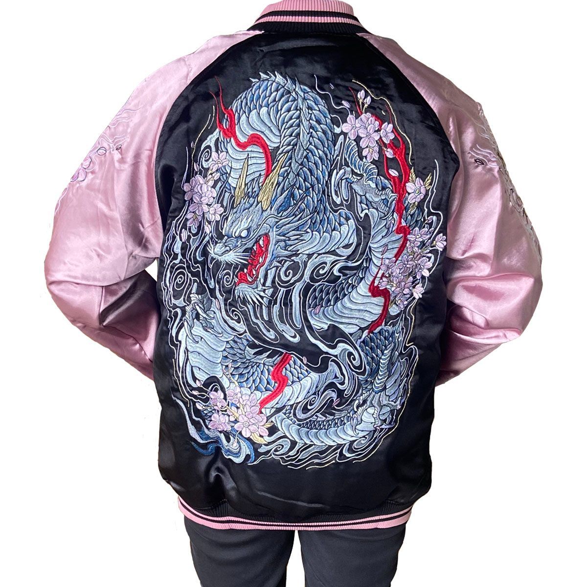 スカジャン 和柄 龍 竜 ドラゴン 龍神 桜 刺繍 柄 ジャンパー 上
