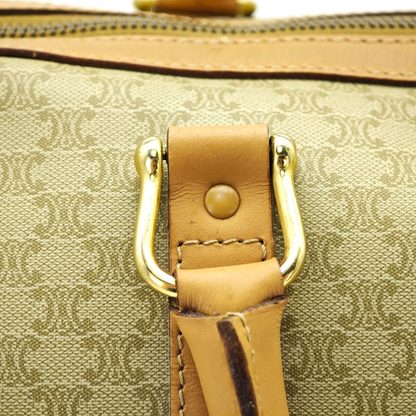 ★美品/横25cm★セリーヌ ミニボストン マカダム キャメルブラウン CELINE セリーヌ ボストンバッグ ミニボストンバッグ レディース