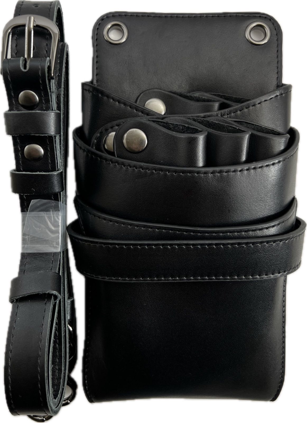 シザーケース 本革 5丁 黒 訳有】105 本革 ブラック シザーケース 5丁