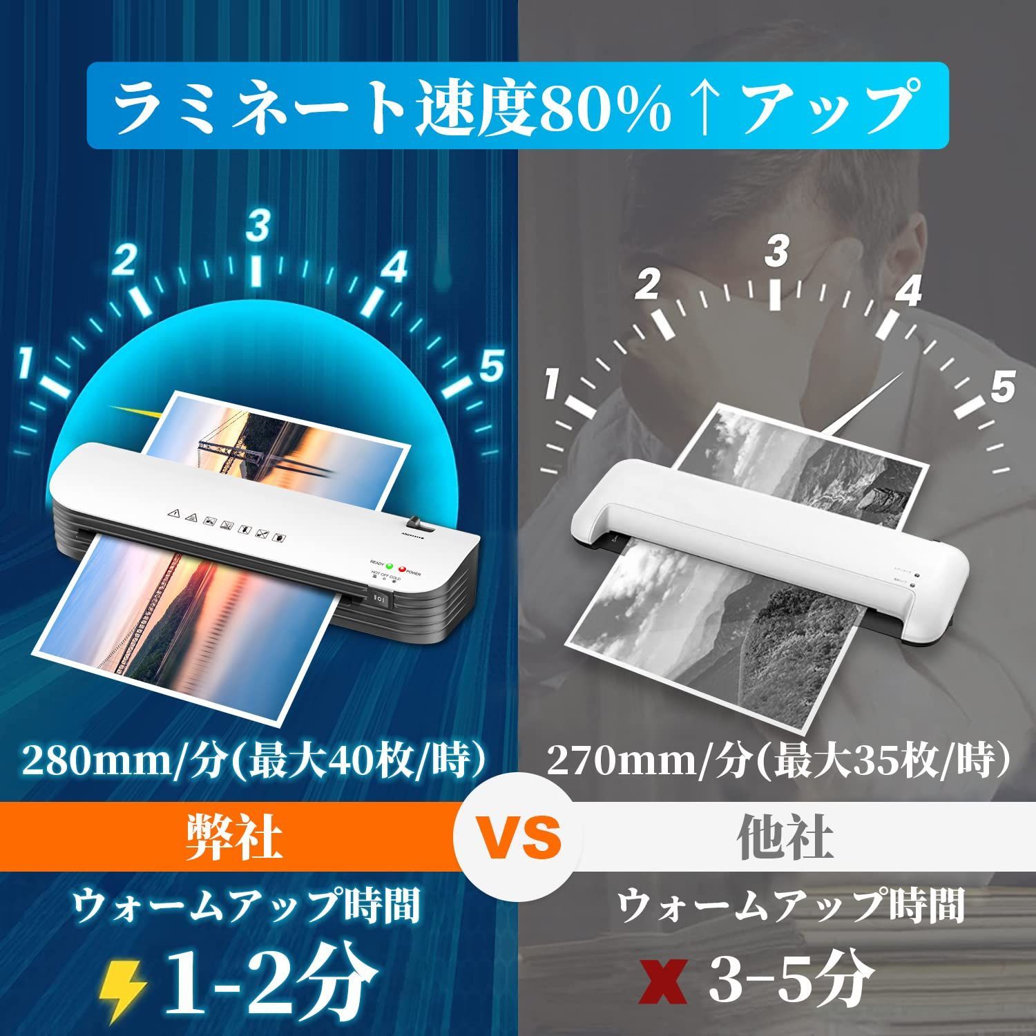 在庫 A3 A4対応 ラミネート機 軽量 静か 波打ち防止 気泡なし a3 改良版 ラミネートフィルム 12枚付き 裁断機 角取り付属 コンパクト 本体 ABS機能 2分間ウォームアップ 冷 熱モード付き 2時間連続作業 写真 名刺 カー