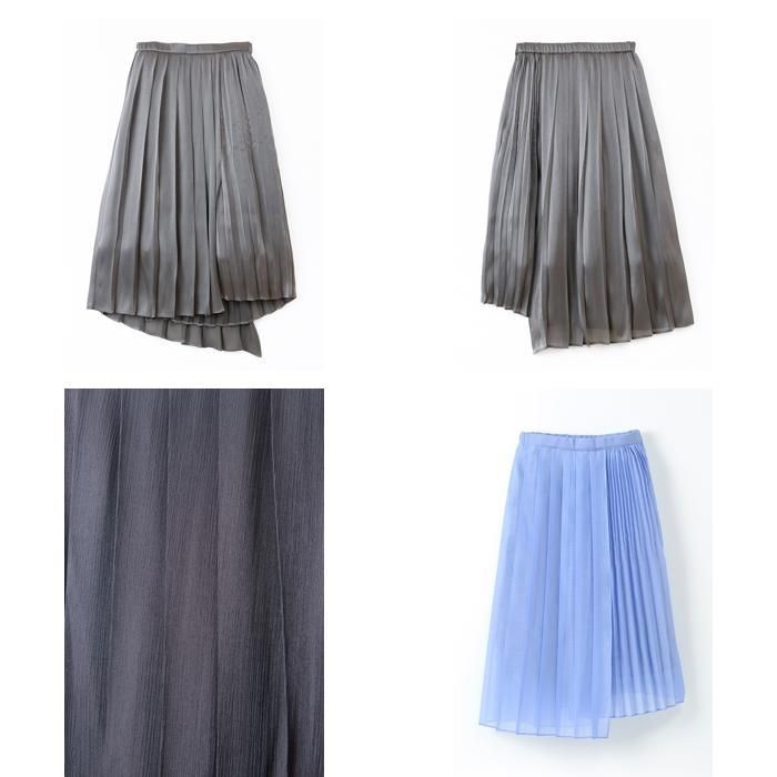 ☆ charcoal ☆ シアープリーツスカート MIND シアープリーツスカート 日本製 スカート プリーツスカート シアースカート ひざ丈スカート レディース プリーツ ひざ下 ひざ丈 膝丈 アシンメトリー 透け感 おしゃれ ブランド