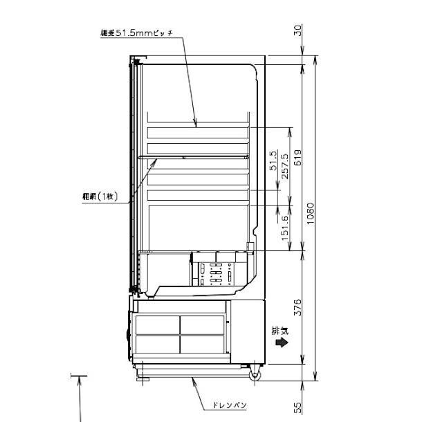 【ホシザキ新品１年保証付き】SSB-85DTL 小形冷蔵ショーケース 業務用冷蔵庫