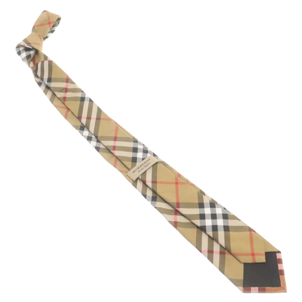 ✨美品✨バーバリー　ロンドン　ネクタイ　ベージュ　ブラウン　ノバチェック　シルク BURBERRY (バーバリー) ノバチェック シルク ネクタイ ブラウン