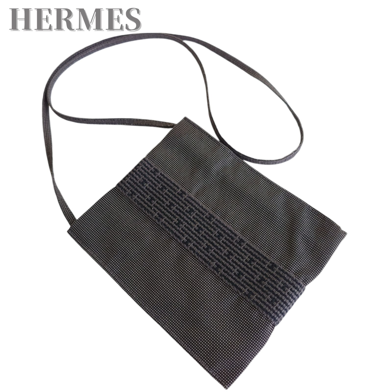 良品】HERMES エルメス エールライン ポシェット ショルダーポーチ ショルダーバッグ グレー キャンバス Hロゴ レディース メンズ 中古 -  メルカリ