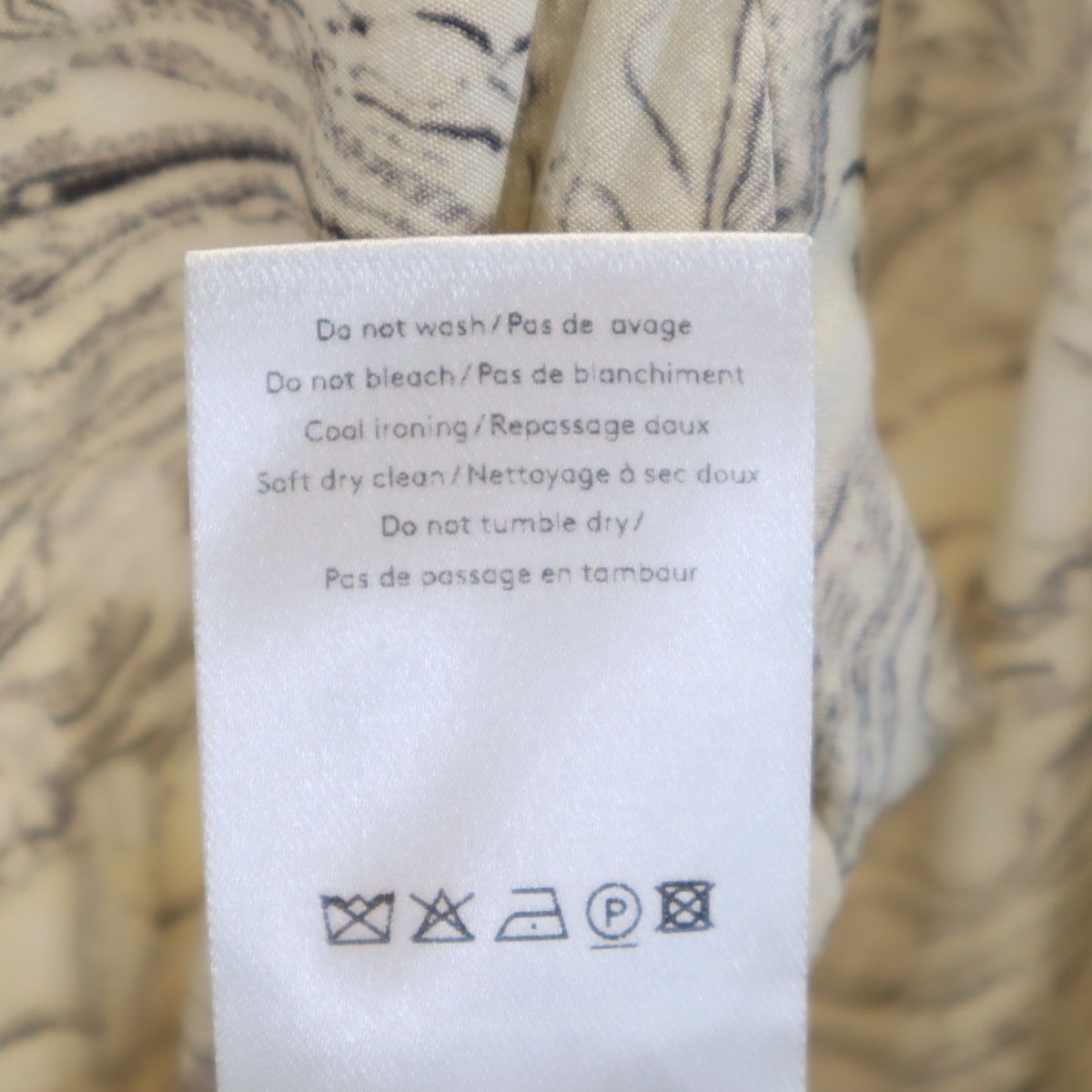 LEMAIRE ルメール シルク ハンガリー製 総柄 長袖 ワンピース クリーム  