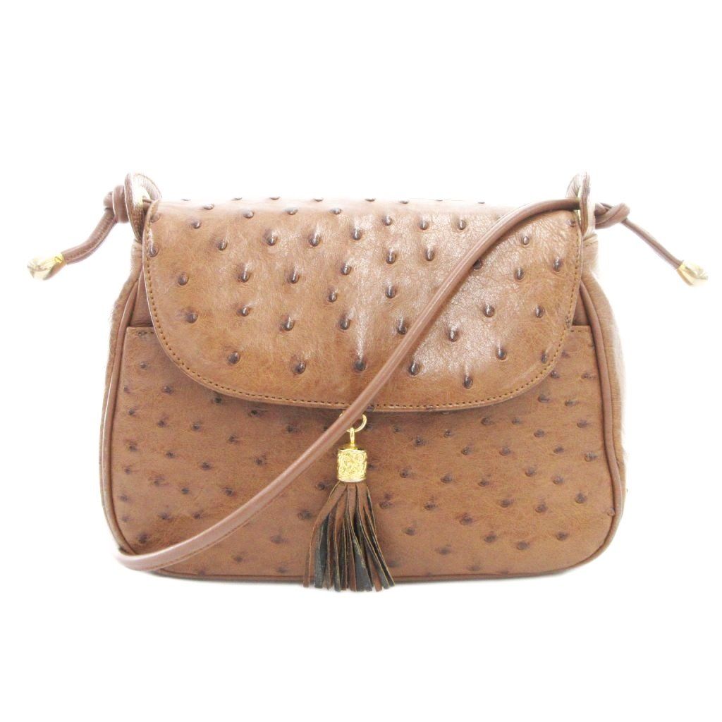 【美品】　オーストリッチ　JRA認定 ショルダーバッグ　トートバッグ　ブラウン OSTRICH - オーストリッチ JRA ハンドバッグ トートバッグ