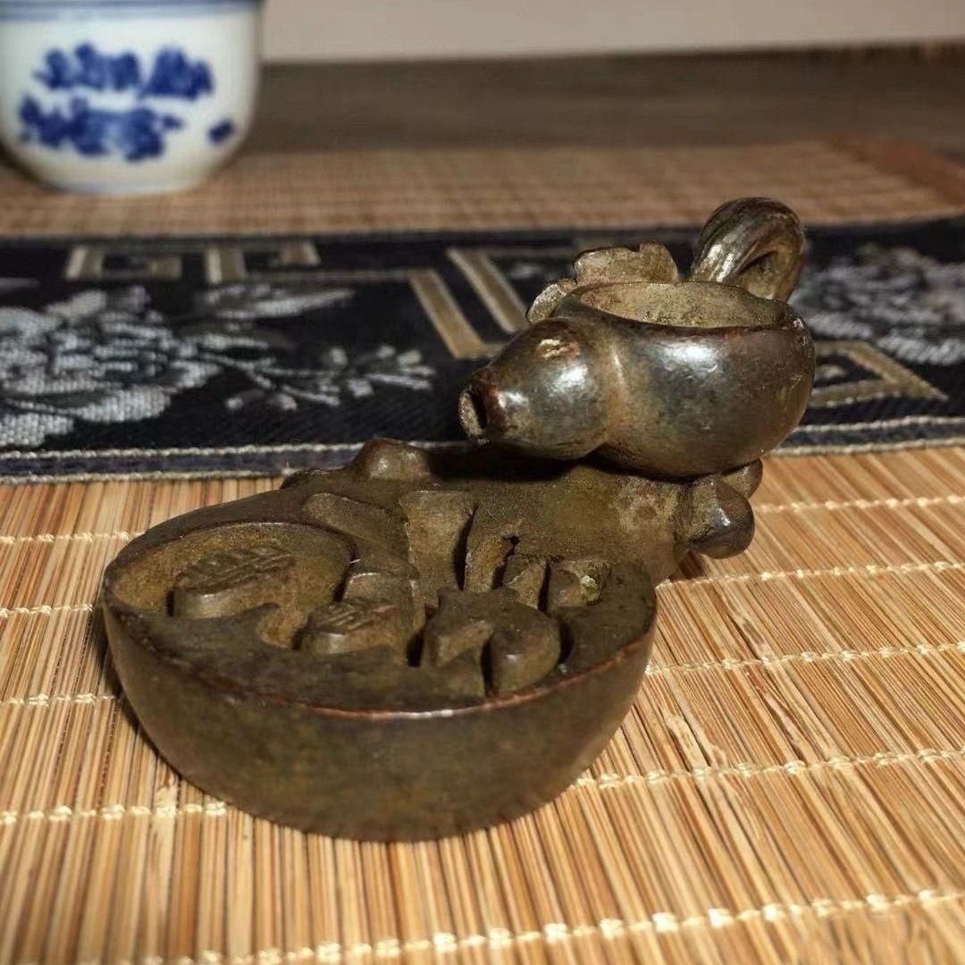 銅 細工 竹で編んだ網 百福 香炉 香道具 工芸品 美術品 置物 香炉/香器『高岡銅器【福兎/宝袋香炉】銅製/金寿堂作』竹中銅器