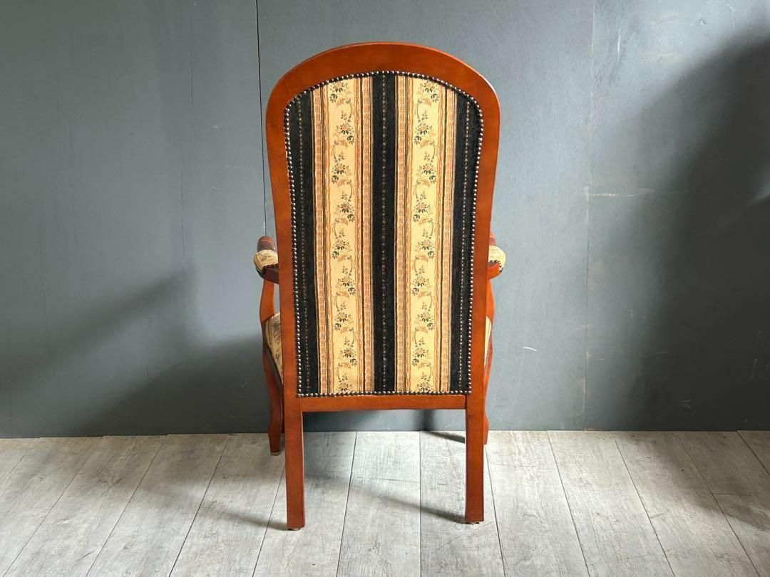 輸入家具　クラシック　ヨーロピアン　ストライプ　ハイバックチェア　アーム　SZ 輸入家具 クラシック ヨーロピアン ストライプ ハイバックチェア アーム SZ