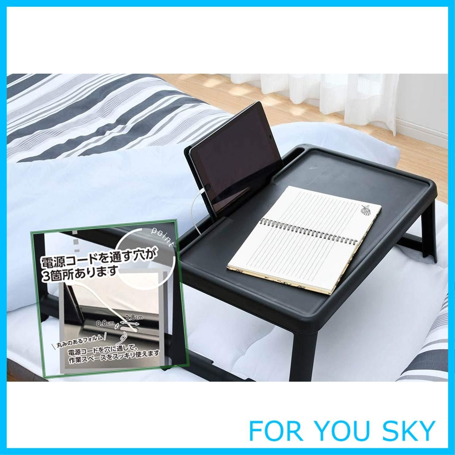 山善(YAMAZEN) [山善] 折りたたみ ミニテーブル 幅63×奥行35×高さ25cm コンパクト スマートフォンスタンド付き 完成品 ブラック CFT-5035(BK) 在宅勤務 折りたたみ ミニテーブル 幅63×奥行35×高