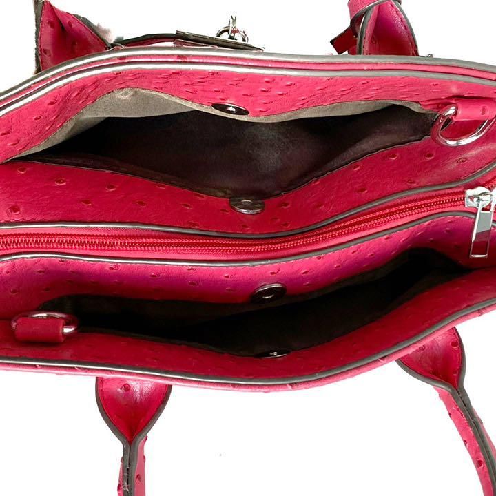 Briller ブリエ　オーストリッチ　トートバッグ　ショルダー付き　ピンク