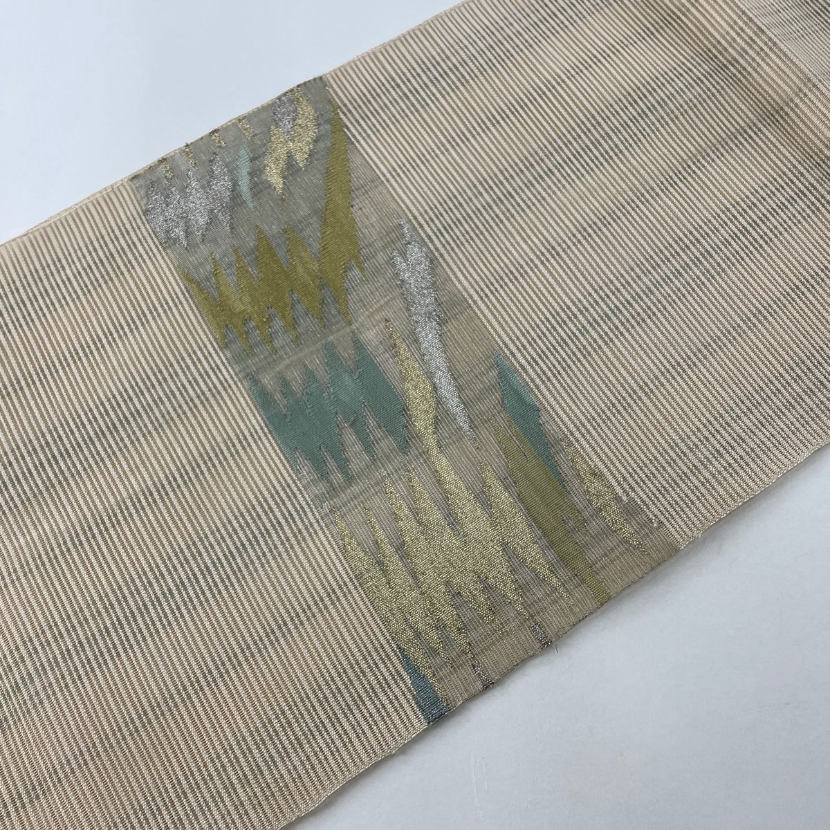 名古屋帯 秀品 夏帯 絽 八寸名古屋帯 幾何学模様 金銀糸