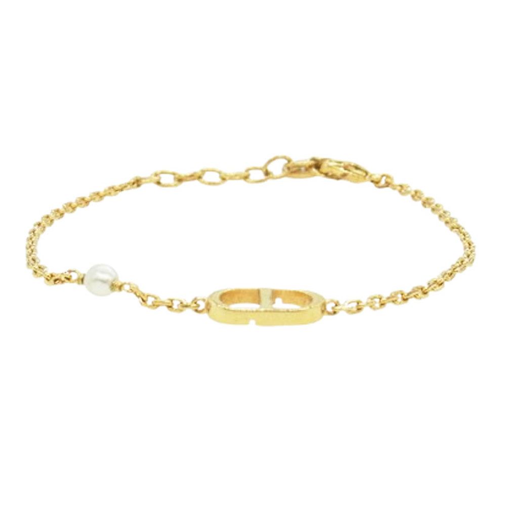 Christian Dior クリスチャンディオール PETIT プチ CDアイコン レジンパール ブレスレット ゴールド系