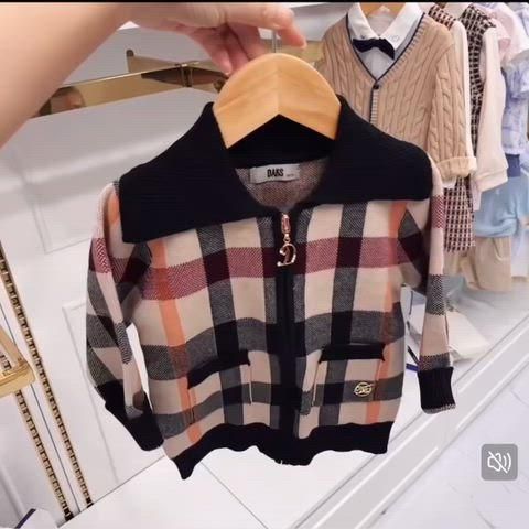  新規 ダックスベイビー チェックハウス カーディガン 110 カーディガン トップス