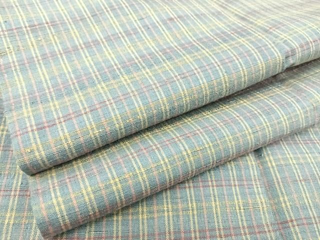 平和屋着物●上質な紬　格子　正絹　逸品　AAAY1703np