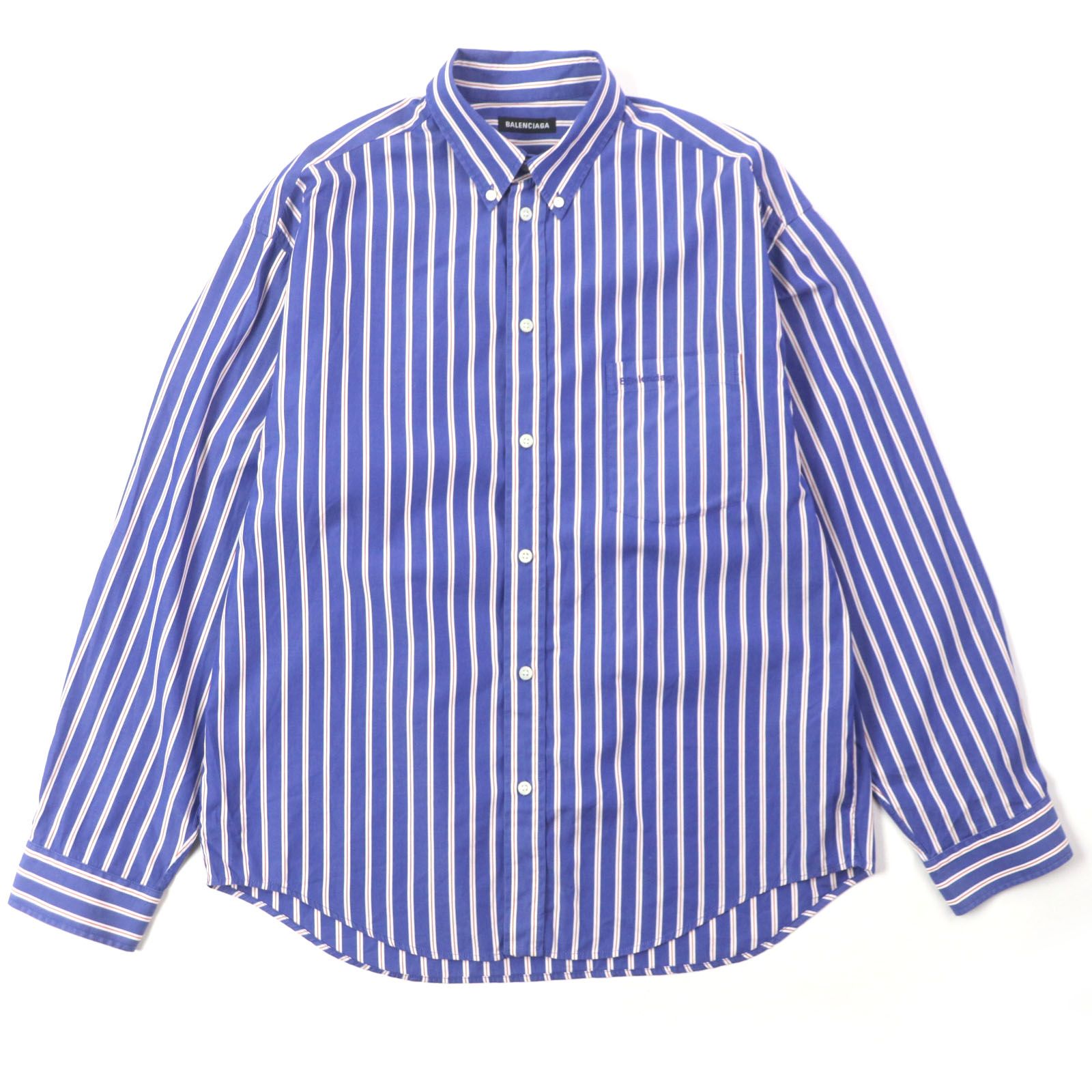 美品▽BALENCIAGA バレンシアガ 21SS 642265 コットン100% ストライプ 