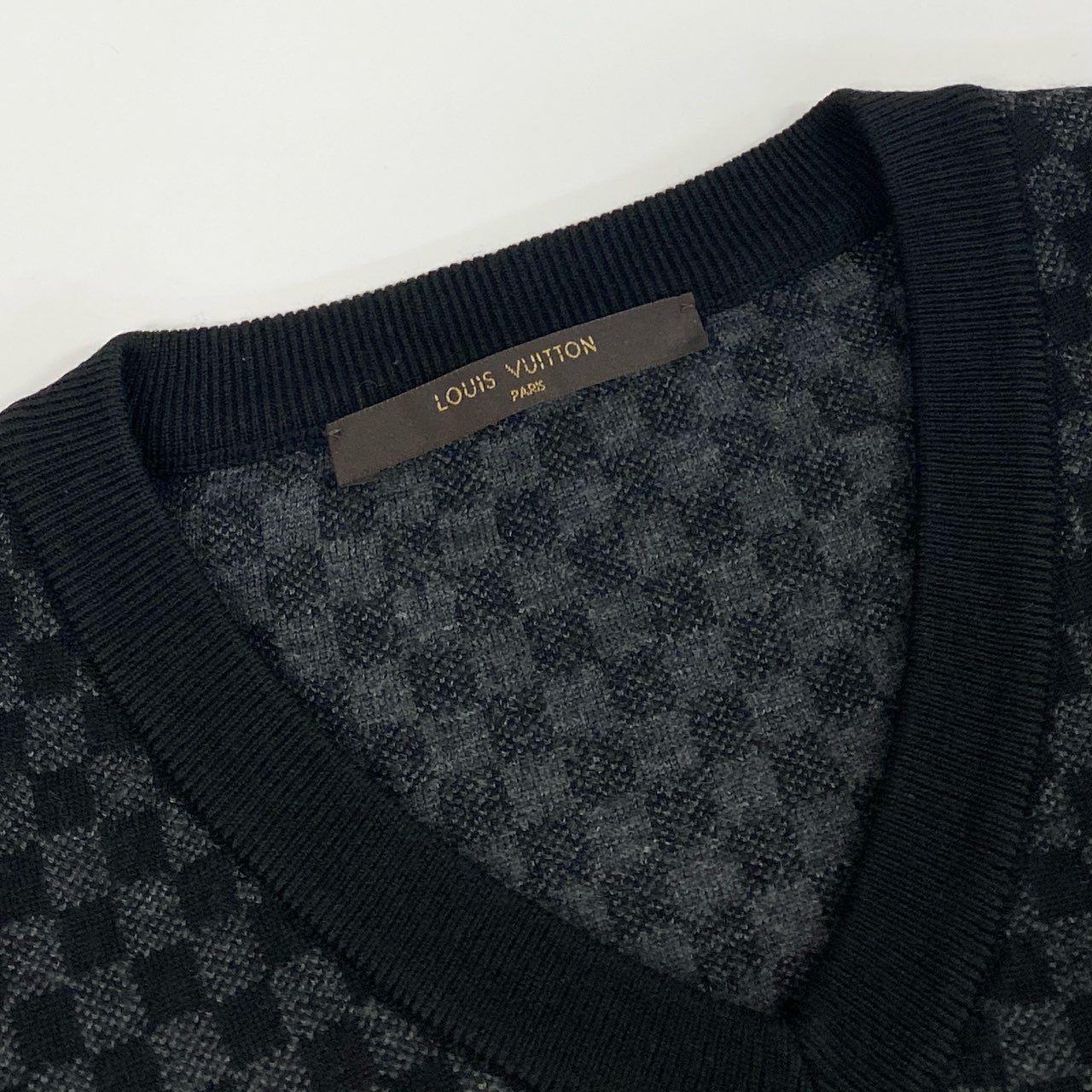 46j3 LOUIS VUITTON ルイヴィトン ダミエ Vネック プルオーバー ニット  
