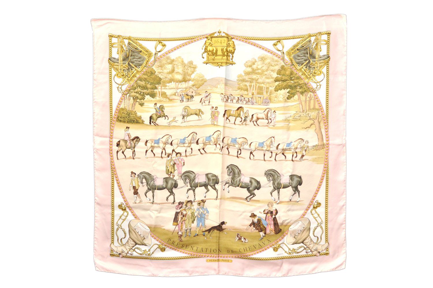 【エルメス】 カレ90 PRESENTATION DE CHEVAVX スカーフ HERMES エルメス スカーフ カレ90 PRESENTATION DE CHEVAUX 馬