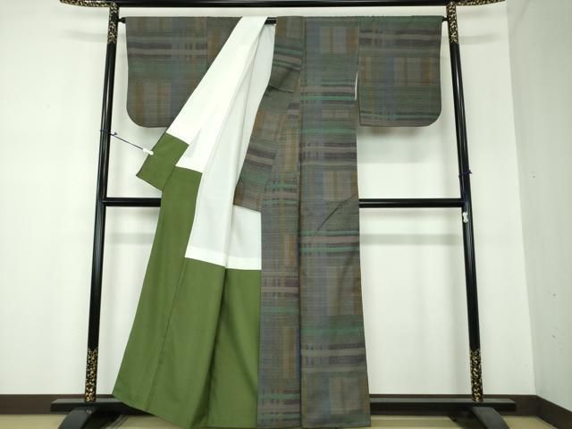 平和屋着物○Maru Factory 丸山正 紬 格子柄 正絹 逸品 DAAS3924ps