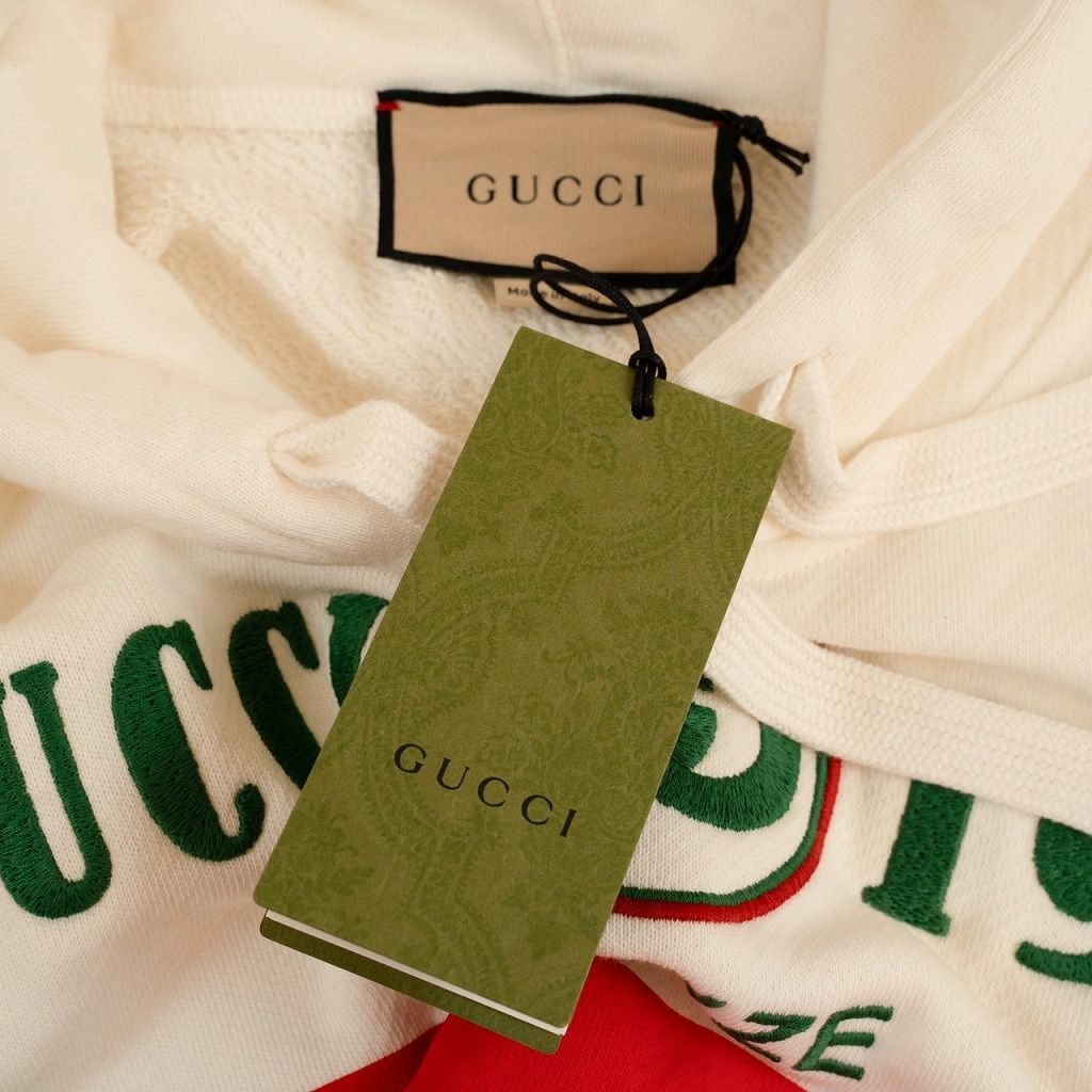 タグ付き 22AW GUCCI グッチ コットンジャージー スウェット パーカ クロップド ロゴ 白 ホワイト サイズM 688196 XJD60 レディース/TNT タグ付き 22AW GUCCI グッチ コットンジャージー スウェット