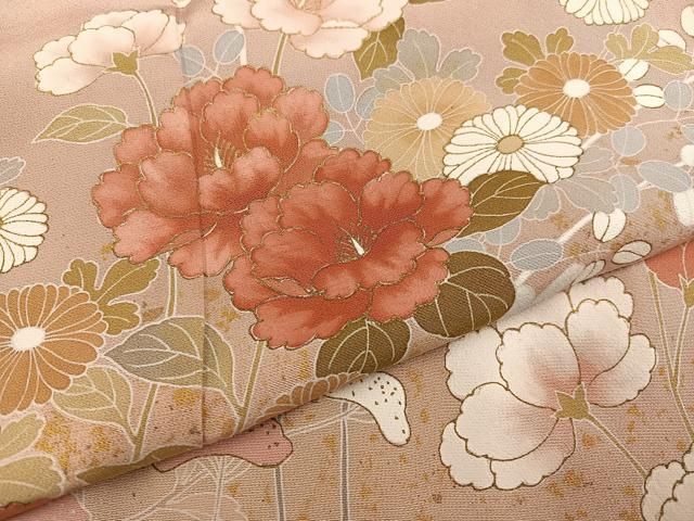 平和屋着物●訪問着　手描き　枝葉文　暈し染め　正絹　逸品　AABG7129ph 平和屋着物○訪問着 友禅 作家物 枝花文 暈し染め 金彩 正絹 逸品