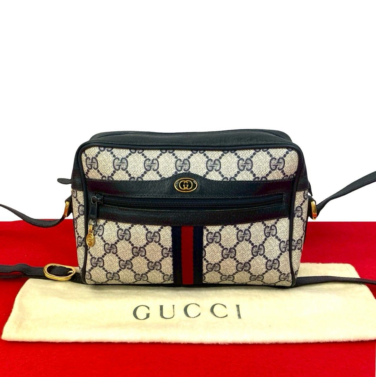 極 美品 袋付き GUCCI グッチ ヴィンテージ シェリーライン GG