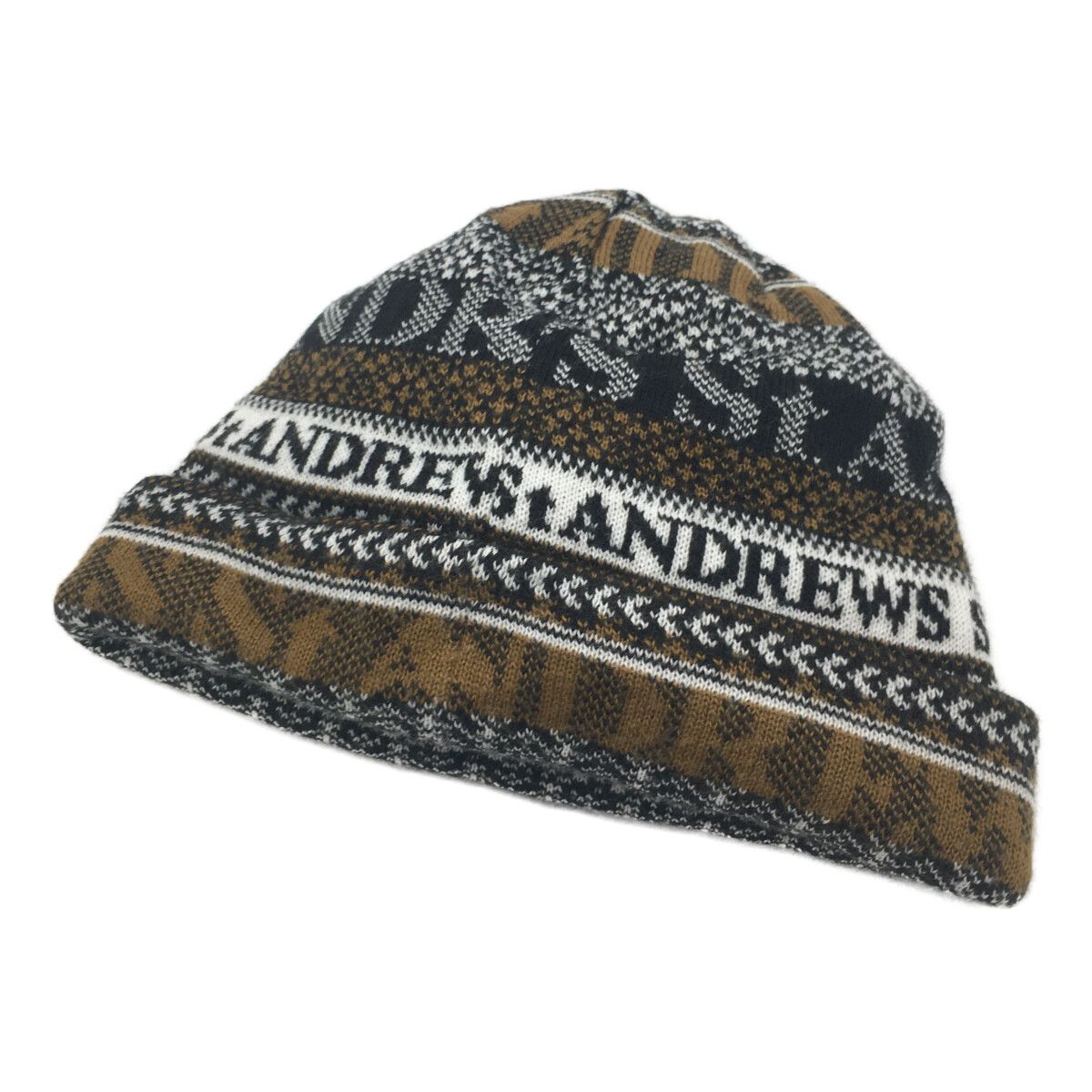 St.Andrews - coco 中古 セントアンドリュース StANDREWS ニット帽 フリー 茶系 ノルディック柄 ニットビーニー ワッチキャップ 中古 セントアンドリュース StANDREWS ニット帽 フリー 茶系