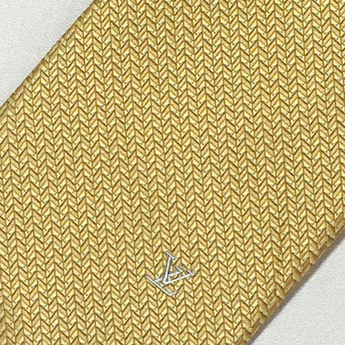 美品 ルイヴィトン Louis Vuitton ネクタイ シルク100% イエロー