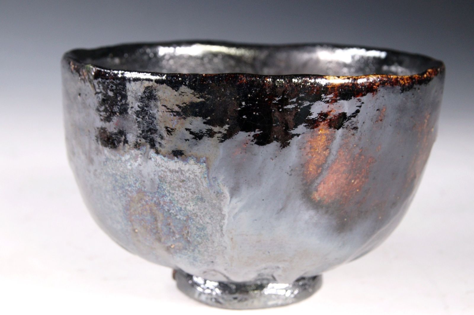 小川篁作 黒楽茶碗12cm 共箱 茶道具 唐物 骨董 古美術 楾 Y85.6