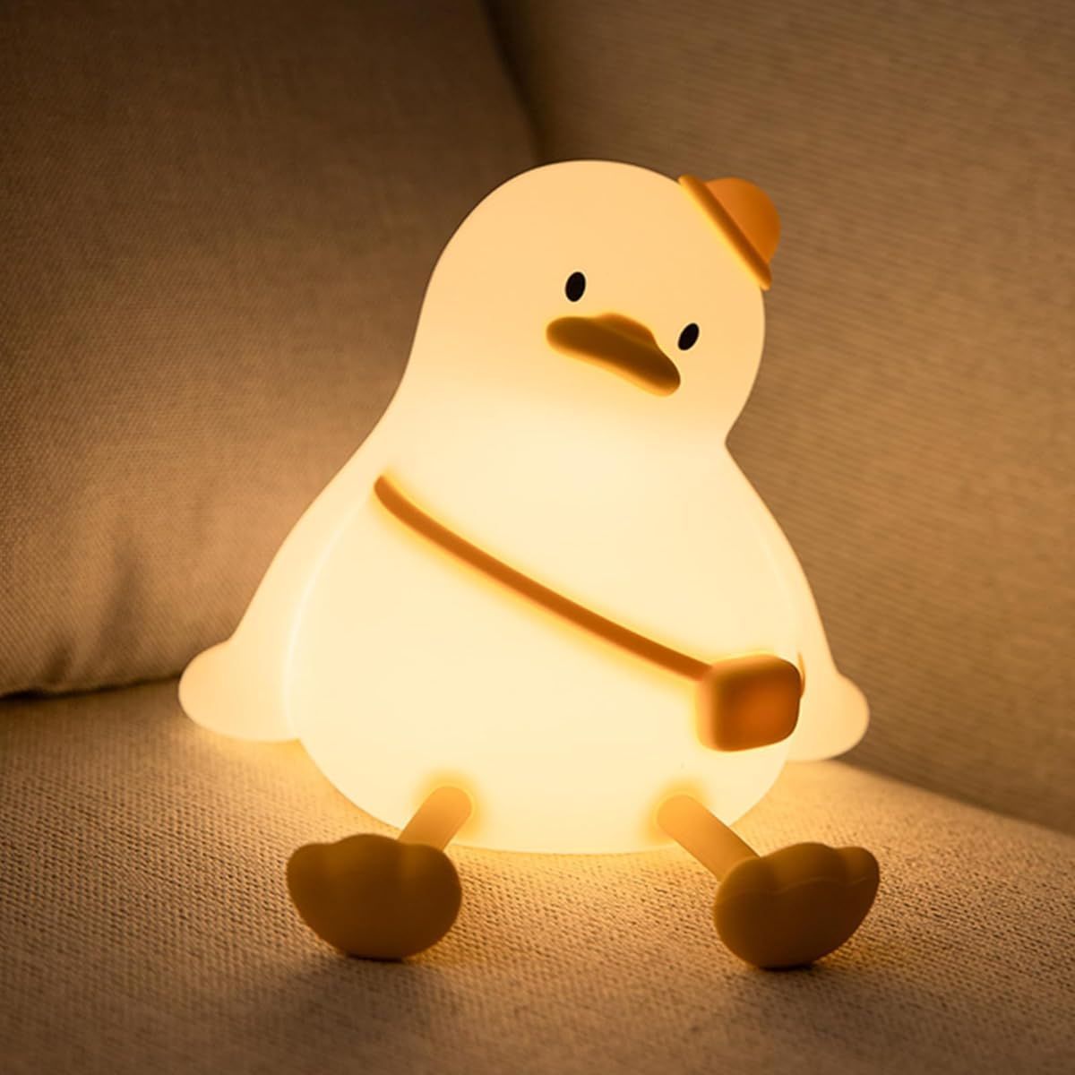 ナイトライト ベッドサイドランプ 卓上ライト オブジェ 置物 帽子と鞄をかけているアヒル あひる ダック 間接照明 インテリア 寝室 授乳ライト テーブルライト テーブルランプ オシャレ ギフト プレゼント 誕生日 贈り物 プラスチック 癒しグッズ